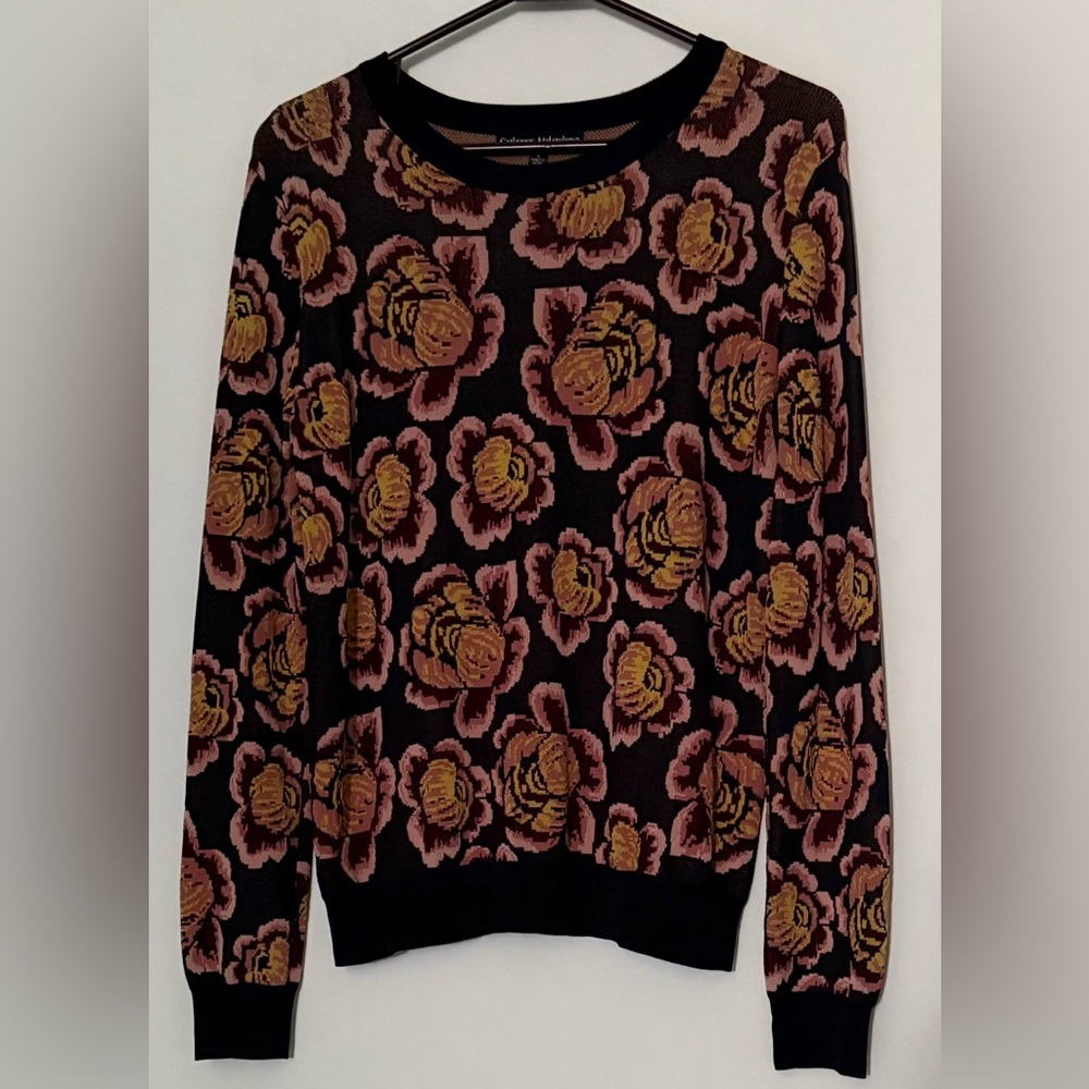 Catherine Malandrino Black and Gold Crew Neck Sweater